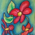 Bloemen met oliepastel op een zwalktekening